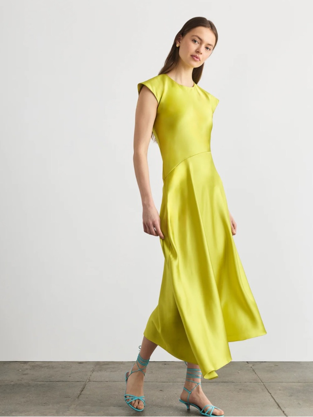 Tanya Taylor Violeta Dress in Chartreuse